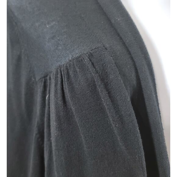 Lane Bryant Black Knitted Open Front Cardigan 14 16 Lightweight Ruched Sleeves - Picture 7 of 7